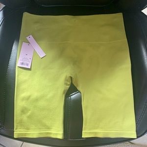 Seamless Ribbed Green Bike Shorts